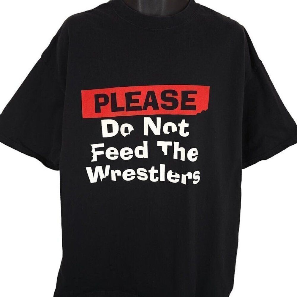 Vintage Wrestling T Shirt Mens Size 2XL Black Y2K Do Not Feed The Wrestlers
